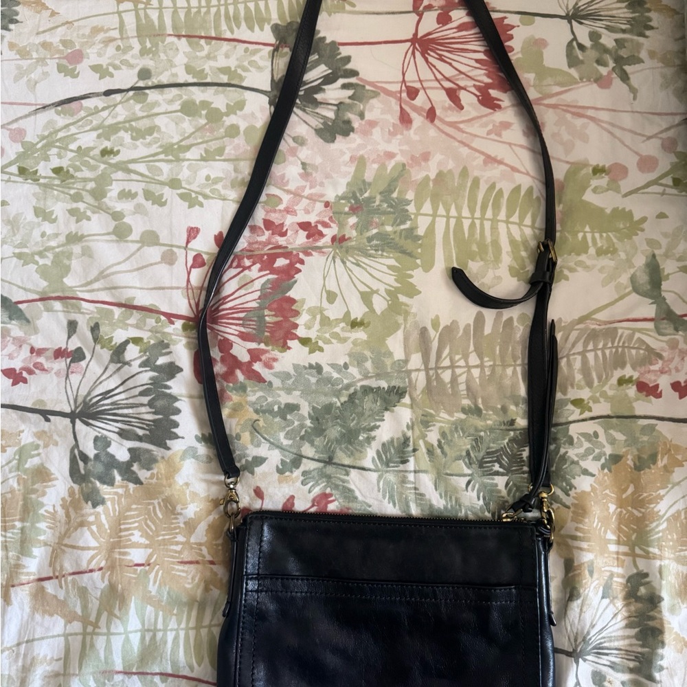 Fossil Black Leather Crossbody Bag Minimalist Design